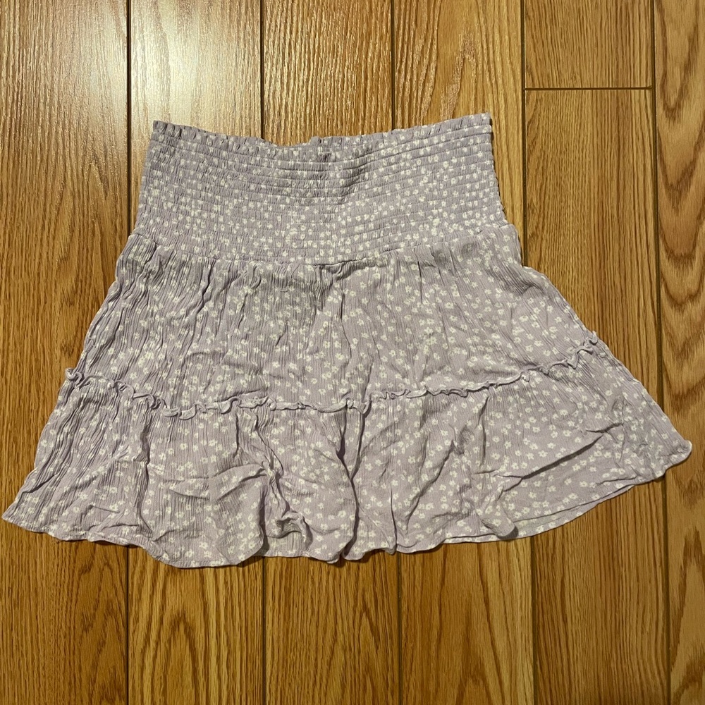 PURPLE FLOWERY LAYERED SKIRT